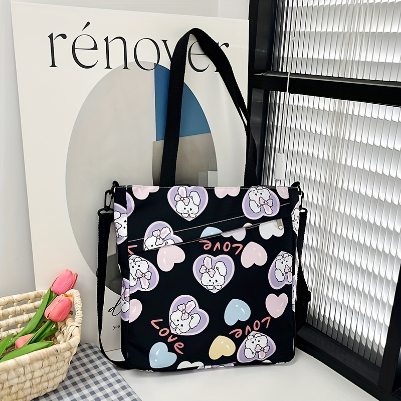 Canvas Tote Bag for women girls Aesthetic Bunny design Cloth Tote Shopping  Bags School Shoulder Bag Reusable Grocery Bag