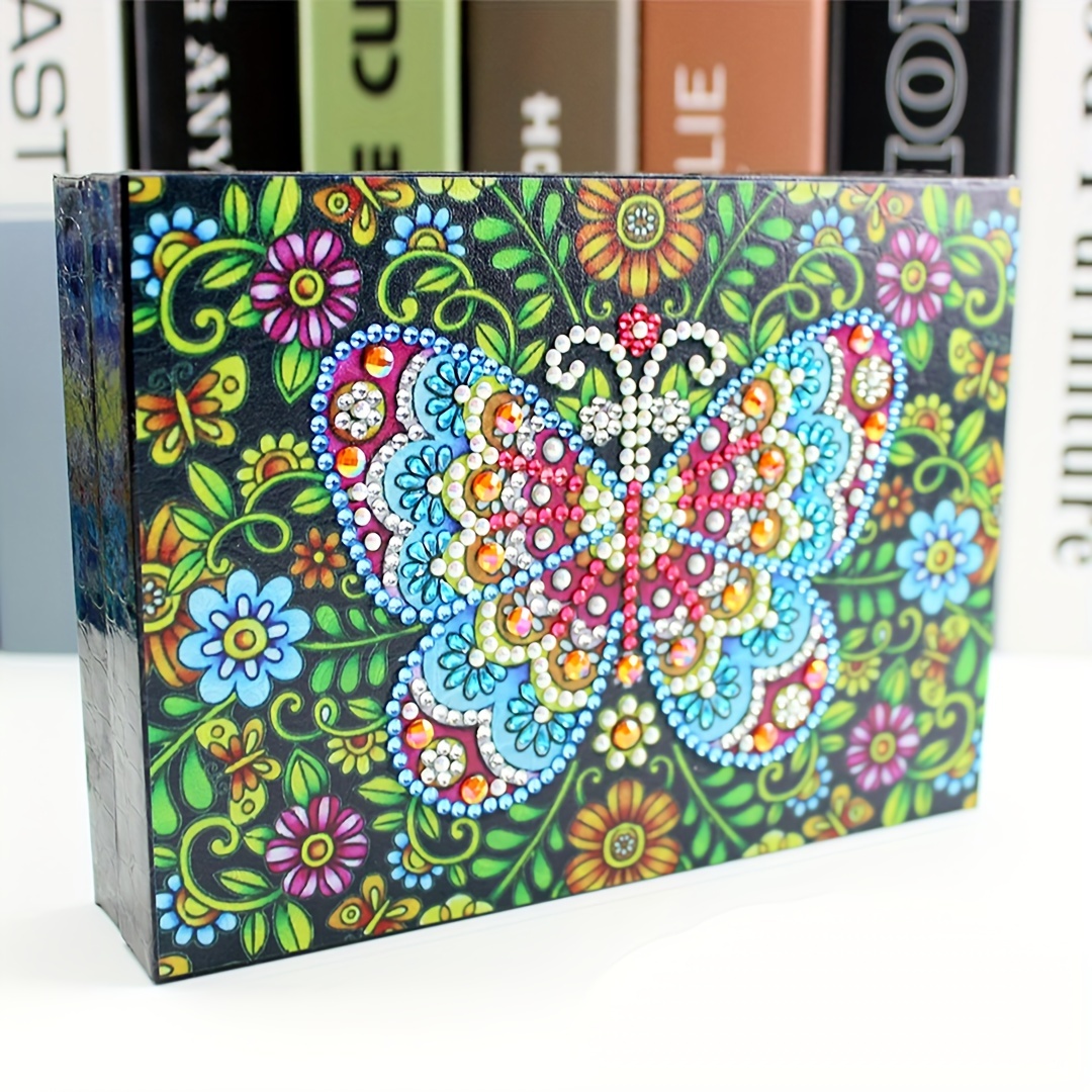 

1pc Diamond Painting Handmade Custom Diy Retro Colored Butterfly Jewelry Box, Decorative Storage Items