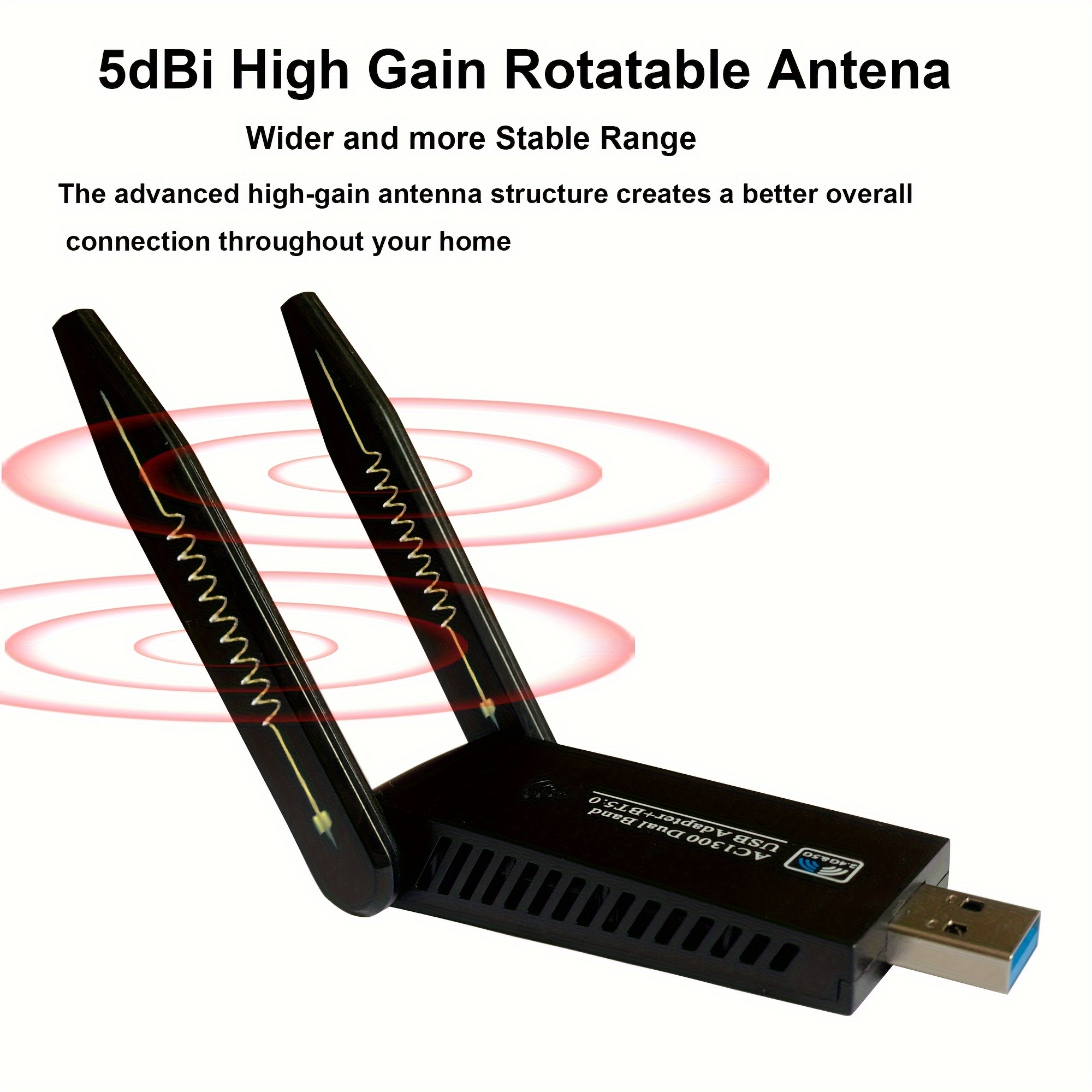 Antena Wifi USB 600Mbps 802.11ac USB de Doble Banda 2.4/5GHz Adaptador PC  Laptop