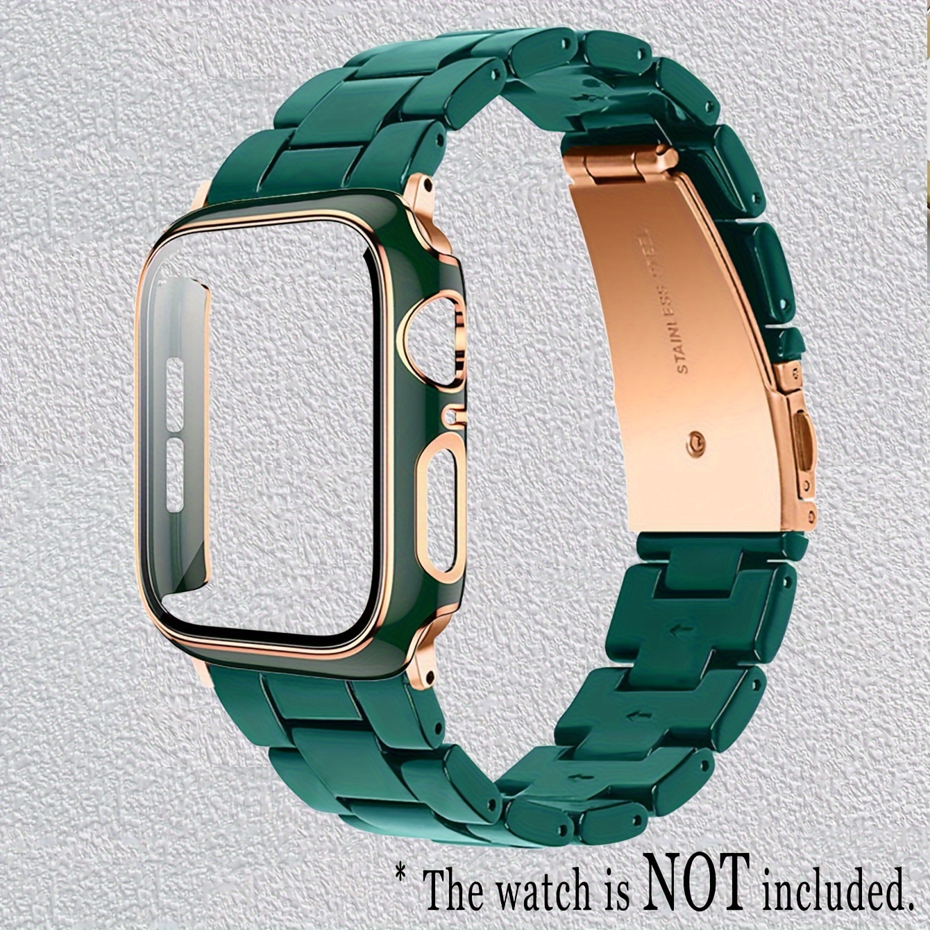 

2pcs Green & Rose Watch Case With Adjustable Strap - -resistant Pc Hard Material, Screen Protection For Iwatch -9, Se, Ultra - Fits Men's & Women's Smartwatches 38mm-45mm