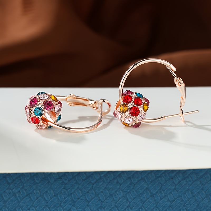 Colorful Rhinestone Round Earrings