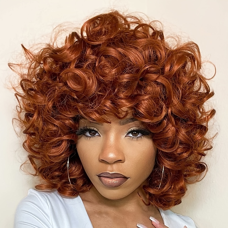 Black Curly Short Wig - Temu