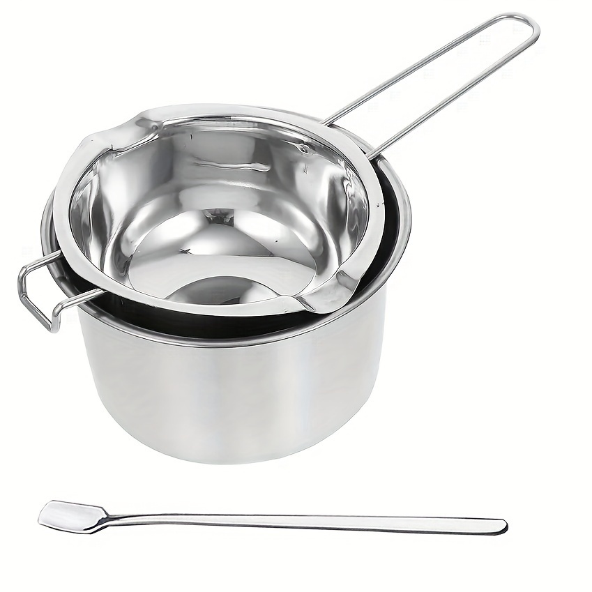 

3pcs/set Double Boiler Pot With 400ml Stainless Steel Pot And Spoon, Double Boiler Set For Melting Chocolate, Candy, Sopa, Wax, Candle Making, Kitchen Stuff, Baking Tools