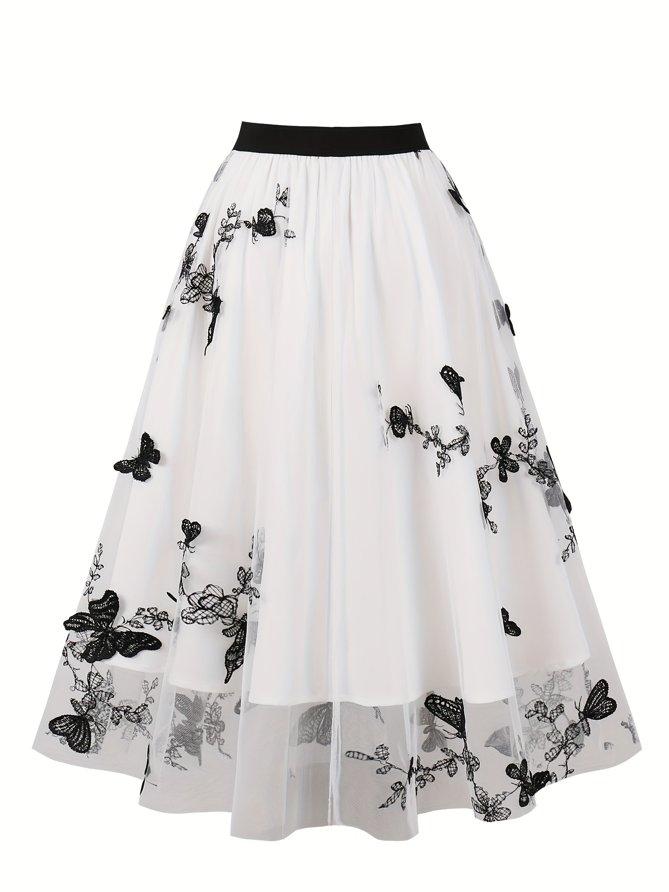 elegant black embroidered tulle skirt flowy a line - Temu Canada elegant black embroidered tulle skirt flowy a line - Temu Canada