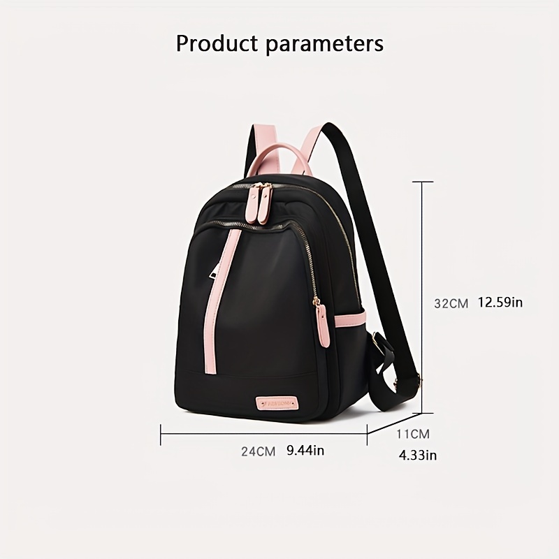 Colorblock Zipper Backpack School Bag Lightweight Travel Daypack