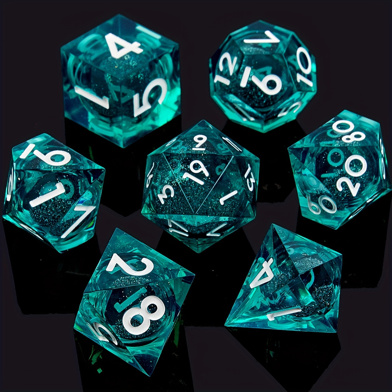 Set di dadi a nucleo liquido Dadi Dnd poliedrici con resina a bordo  tagliente D6 D20 Dadi D&D RPG Gioco da tavolo Dadi Regalo Giochi da tavolo  Accessorio