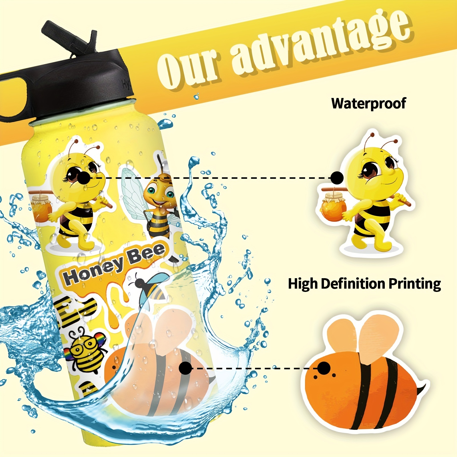 Bee Water Bottle Stickers Cute Inspirational Motivational - Temu