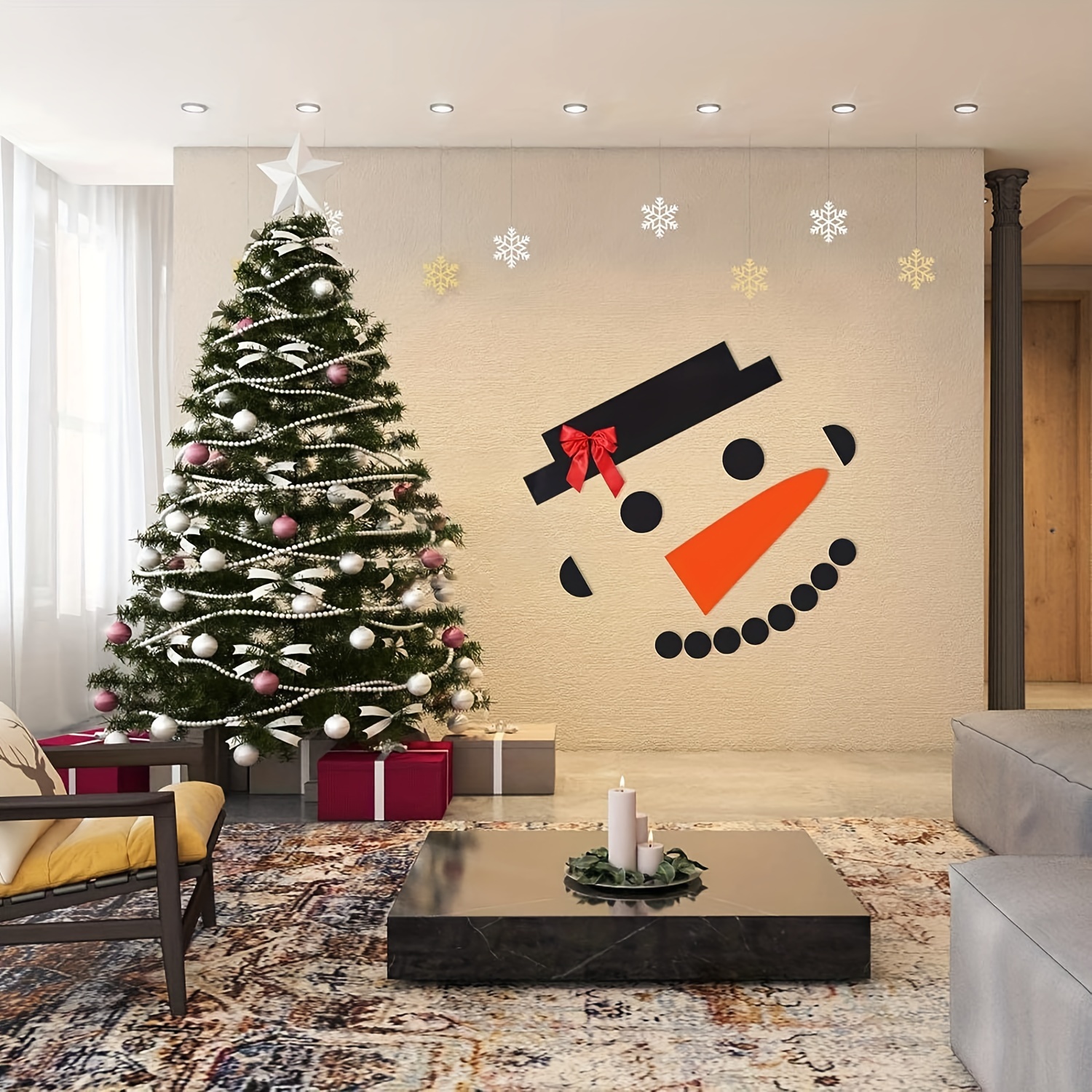 Christmas Diy Stickers Set Garage Door Snowman Face - Temu