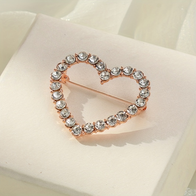 Inlaid Love Heart Shape Rhinestones Brooch Pin Cute Cherry - Temu Canada