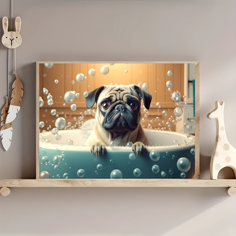 18x24 Canvas Wall Art Puppy Dog Animal Cute Pet Framed Canvas Prints Modern  Decor for Home Bathroom Office Farmhouse Canvas Artwork Poster