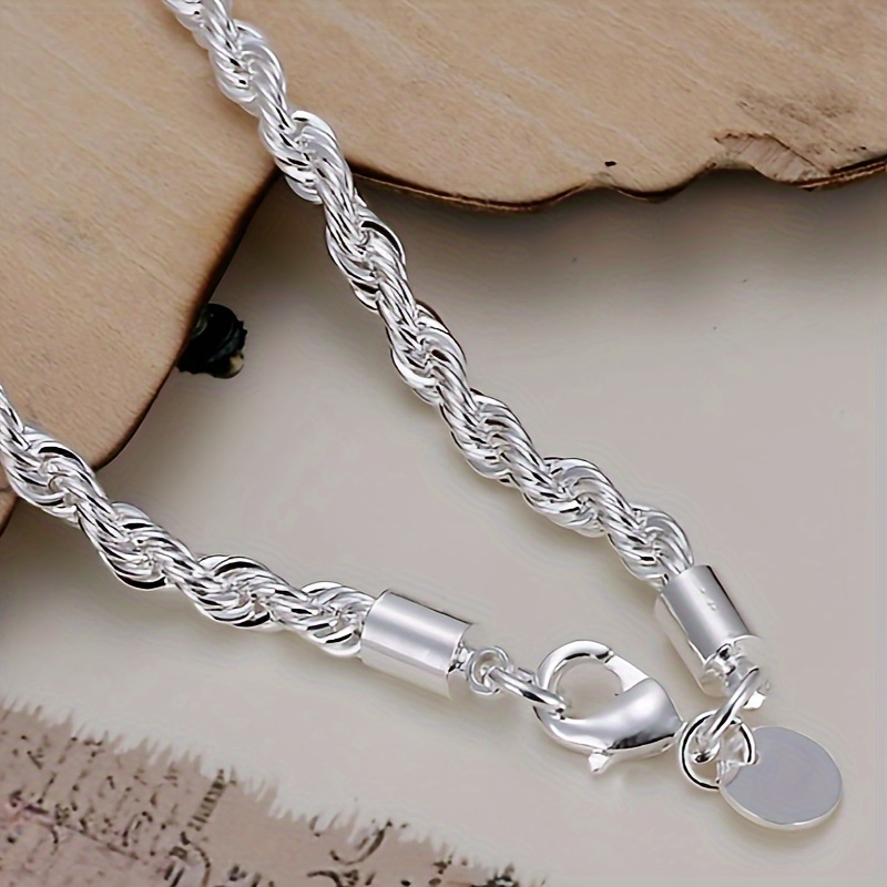 European and American Popular Fashion 4mm Twist Rope Silvery Plated Bracelet Christmas Thanksgiving Gift