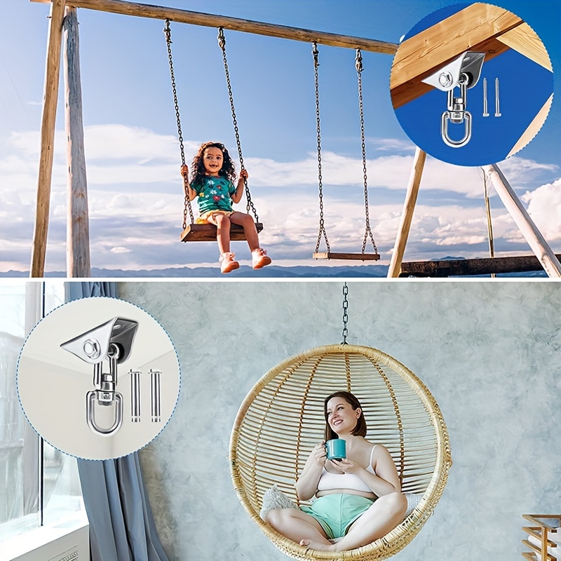 1pc Stainless Steel Swing Hanger Heavy Duty Ceiling Swing Mount 360 Degree  Swivel Swing Hook Swing Hardware Kit For Yoga Swing Hammock Chair Porch Swi