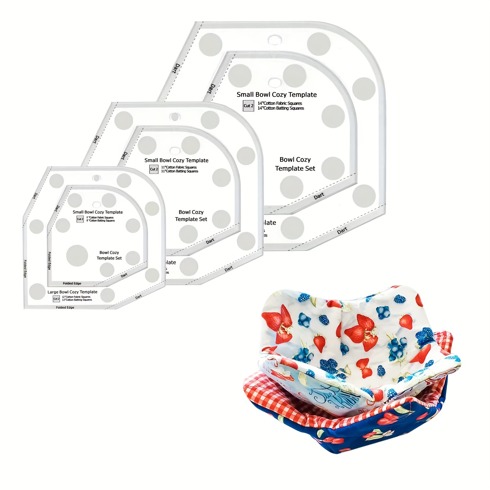 Bowl Cozy Template Acrylic: 3PCS 8 10 12 Inch Bowl Wrap Sewing Pattern  Template 