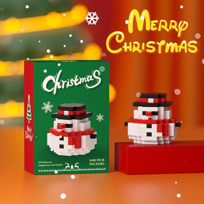 Christmas Snowman Building Blocks Set Christmas Building - Temu
