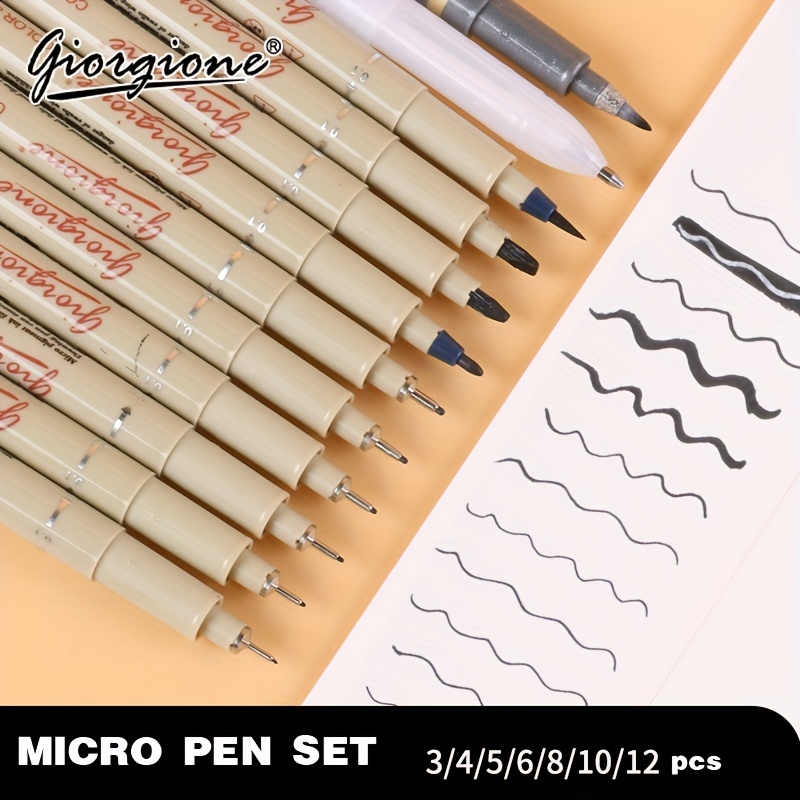 Black Drawing Pens,12 Art Pens Set,Fineliner Ink Pens,Micro-Pens