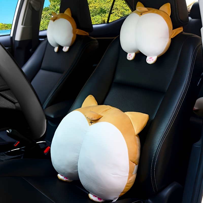 Cute Car Headrest Pillow Kawaii Corgi Butt Super Travel Cushion Car Back  Support Cartoon Lumbar Cushion