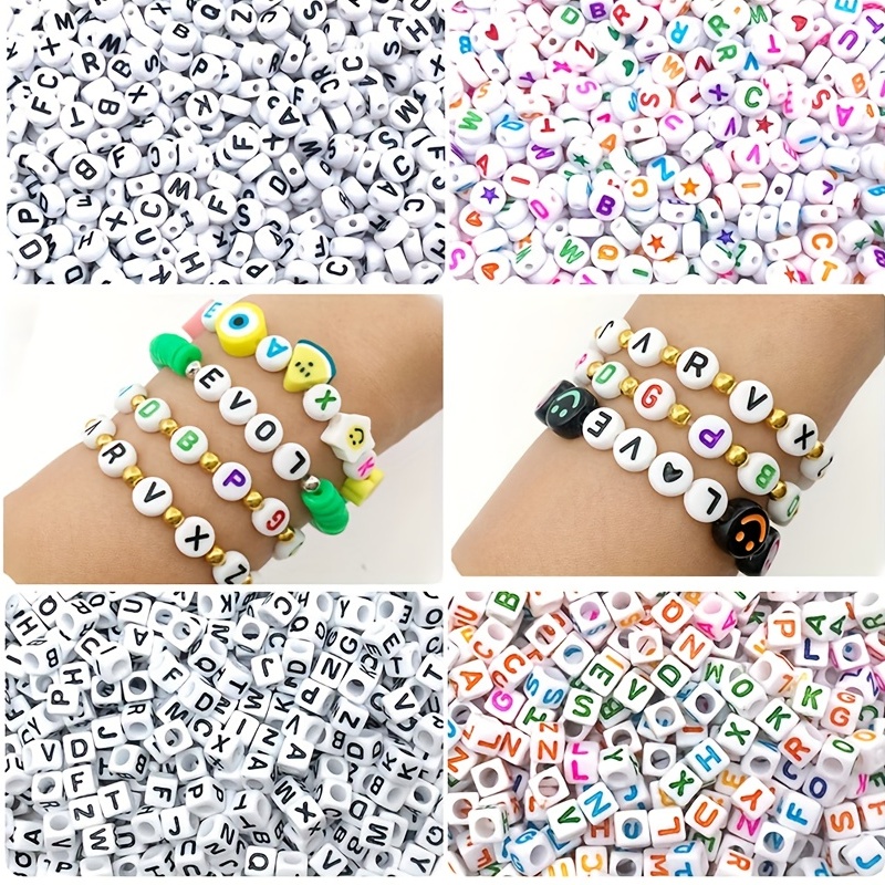 6MM Square Random Letter Beads Acrylic Loose Spacer Beads For DIY