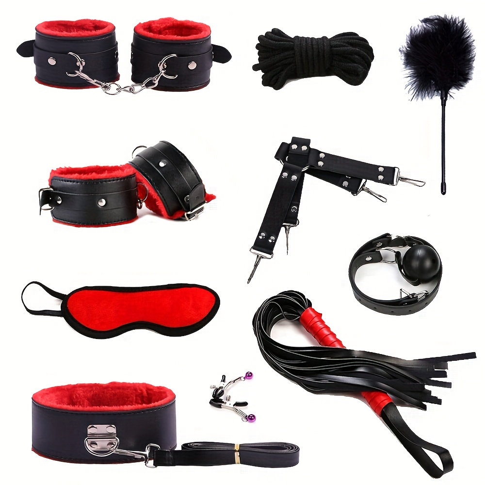 12pcs Sex Toys BDSM Set PU Leather Red Fun Supplies SM Set Couple Sex Game  Props, Strapping And Binding Chest Clips, Hand, Foot, And Mouth Stuffed  Adult Sex Toys