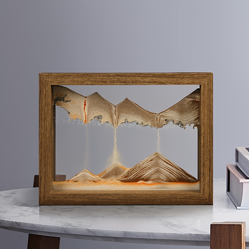 OSDUE Moving Sand Art Picture, 3D Deep Sea Sandscape in Motion, Round Glass  Frame Display Flowing Sand Relaxing Gift for Kids Adults Home Office Work