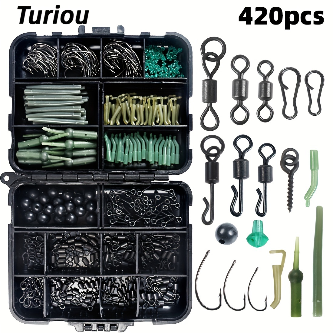 Compact Fishing Accessories Kit Tackle Box Including Swivels - Temu