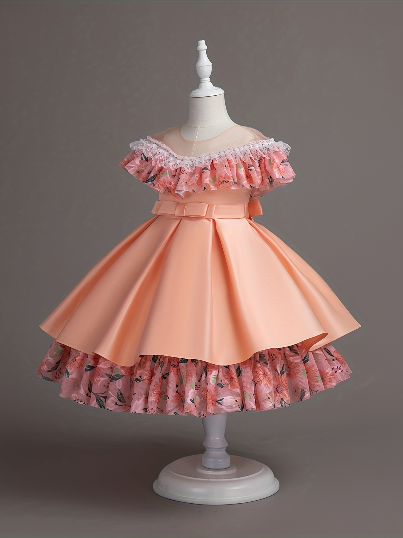 Girls Satin Floral Princess Dress Frill Trim Tutu Dresses - Temu