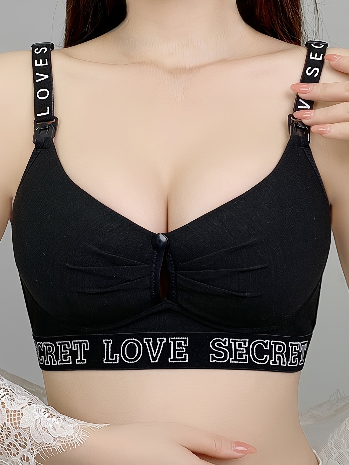 Women's Comfortable Nursing Bra with Stylish Letter Print