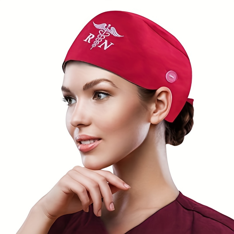 Unisex Surgical Breathable Work Hats Nurse Button - Temu
