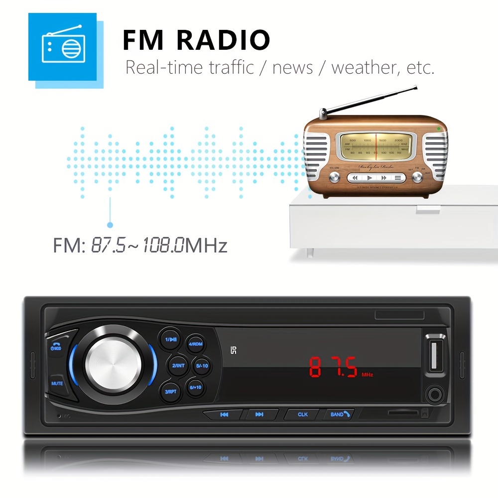 Radio Coche Reproductor Mp3 Manos Libres Radio Coche 1 Din - Temu