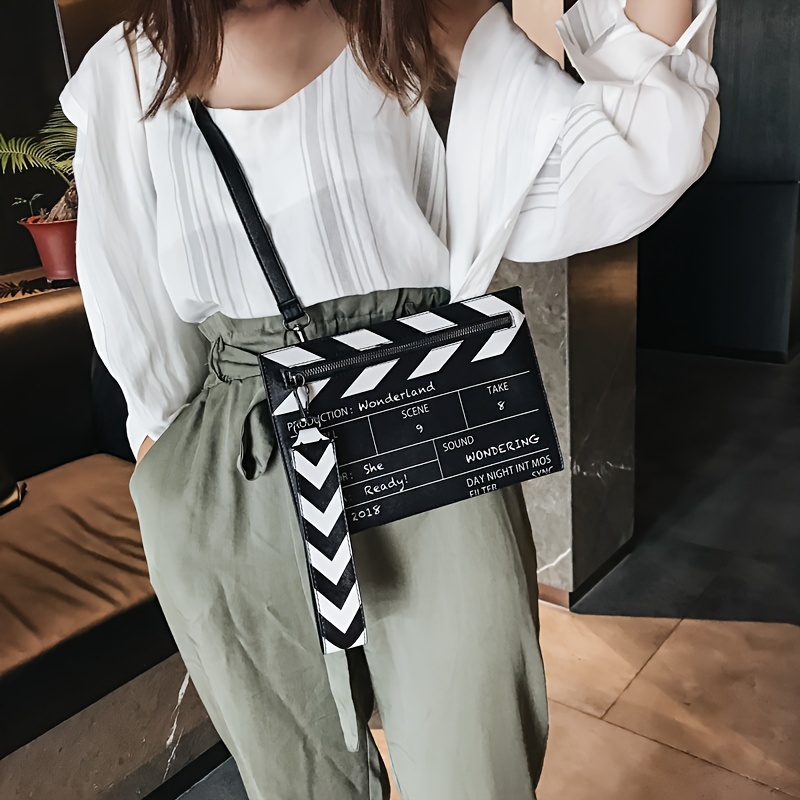 Movie Clapperboard Design Crossbody Bag, Fashion Creative Wrist