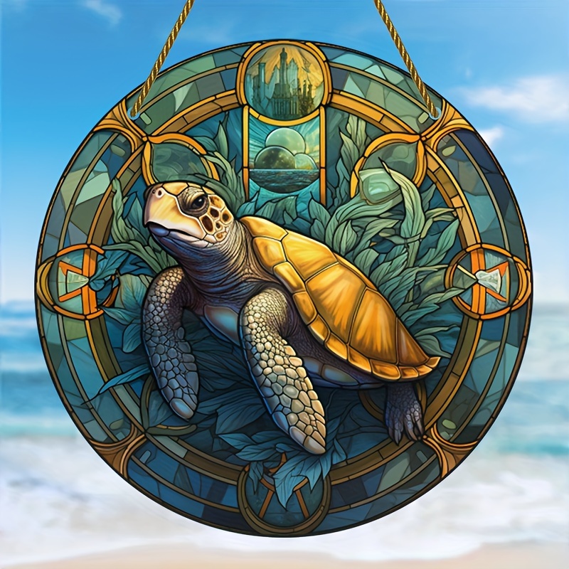 Sea Turtles Underwater World Window Decor Stained Suncatcher - Temu