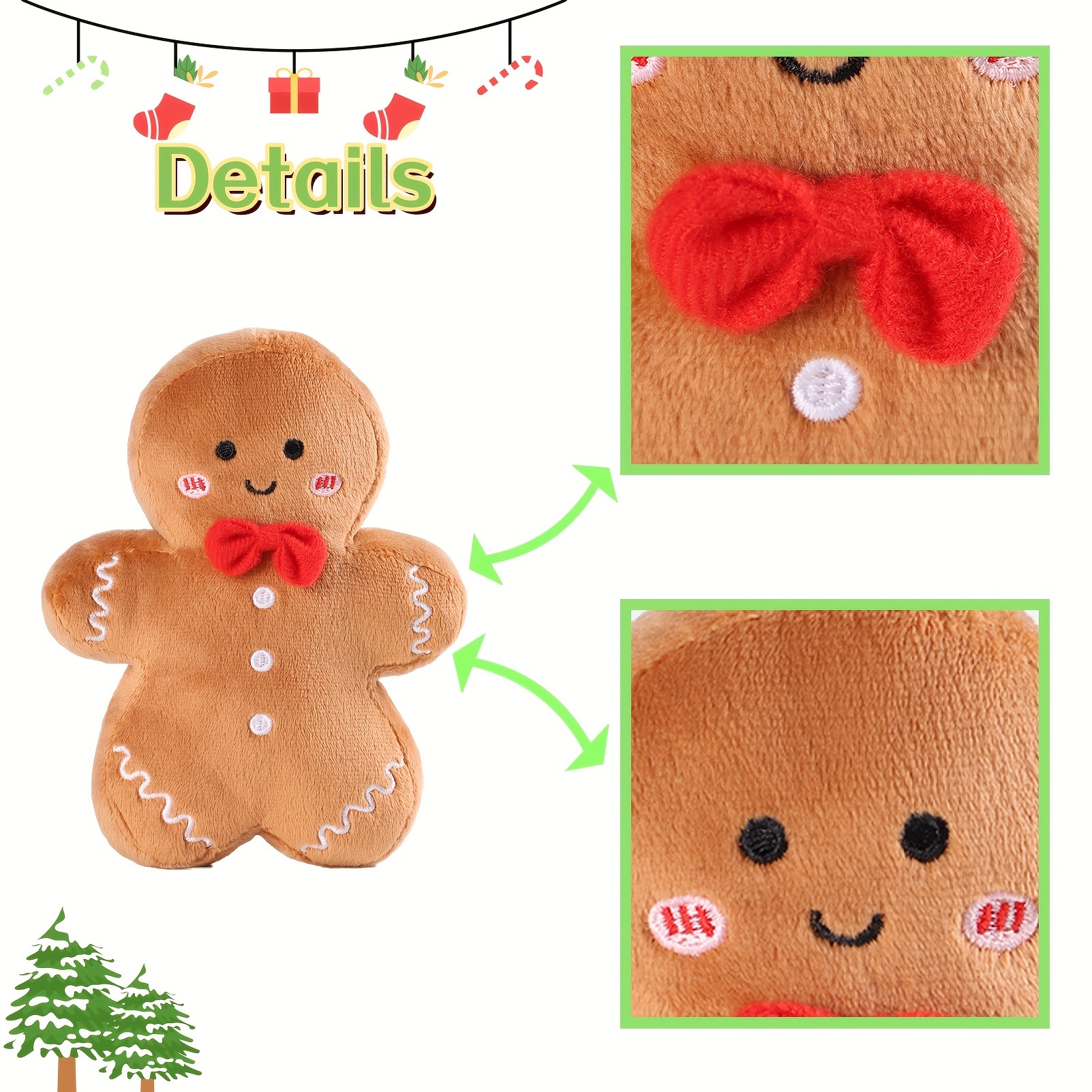 6" Gingerbread Man Toy Plush Stuffed Doll Christmas Tree Decoration