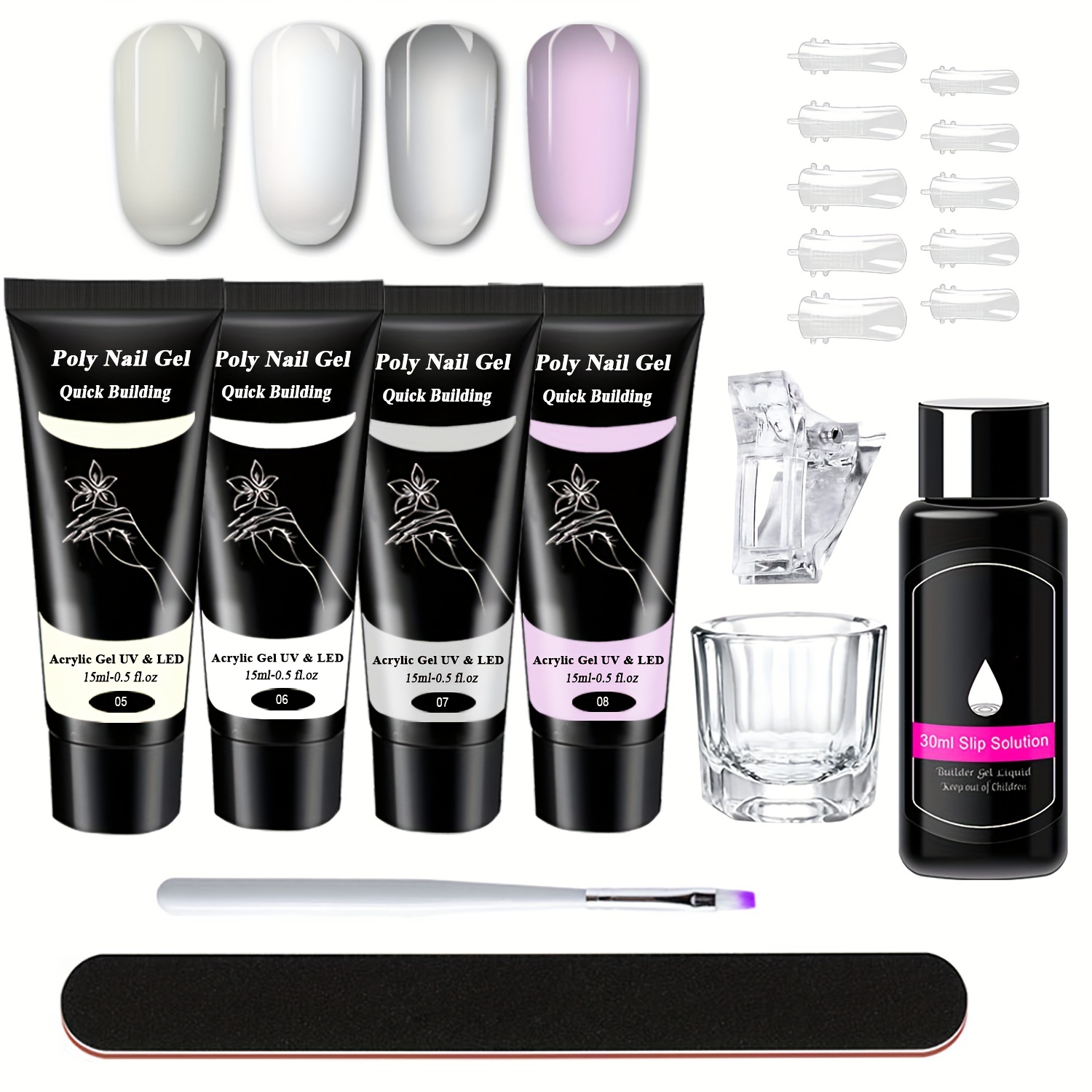 10Pcs Purple Transparent Acrylic Nail Clip Gel Quick Building Tips
