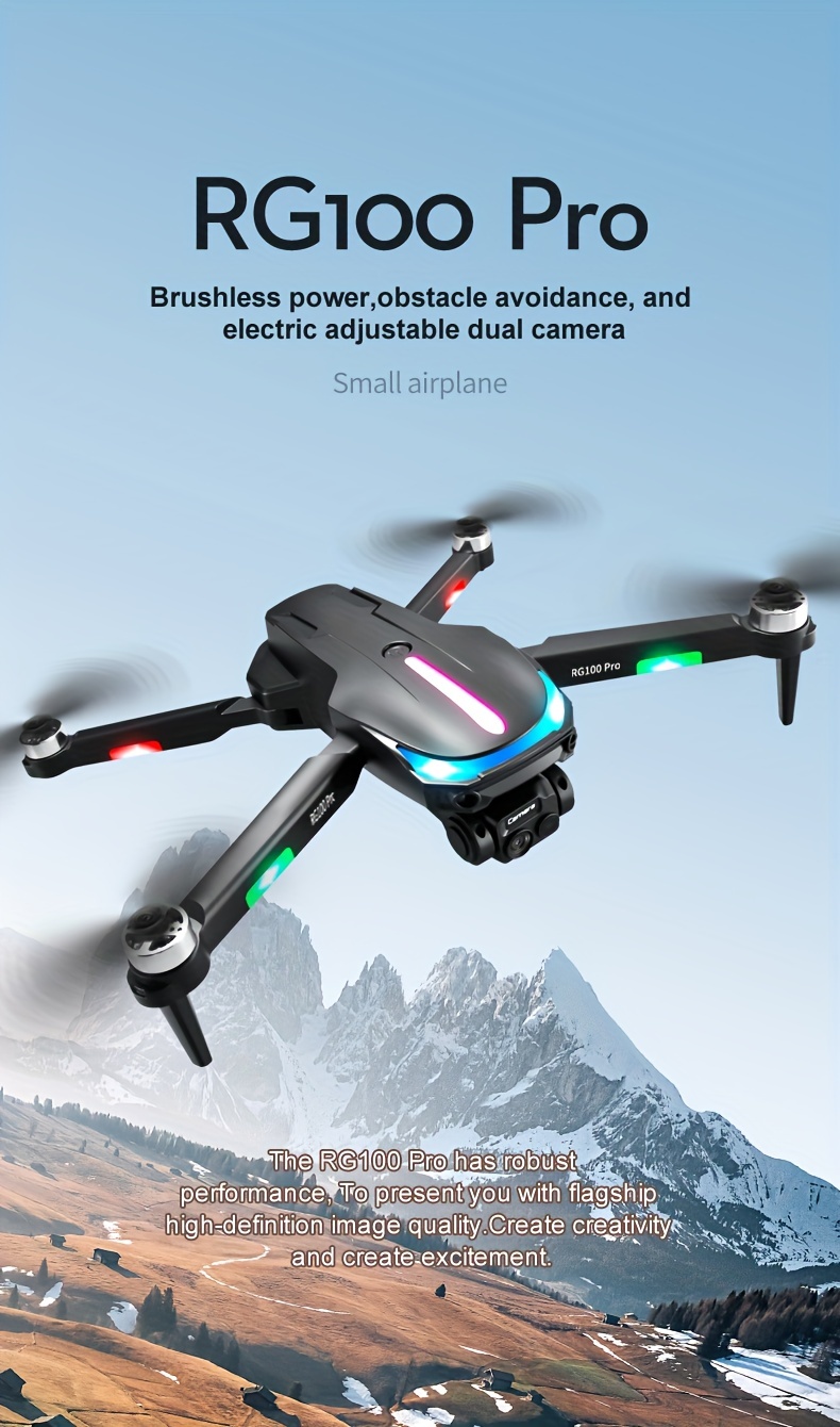 rg100 pro brushless drone optical flow positioning color led light battery electric adjustment camera suitable for christmas gift details 0