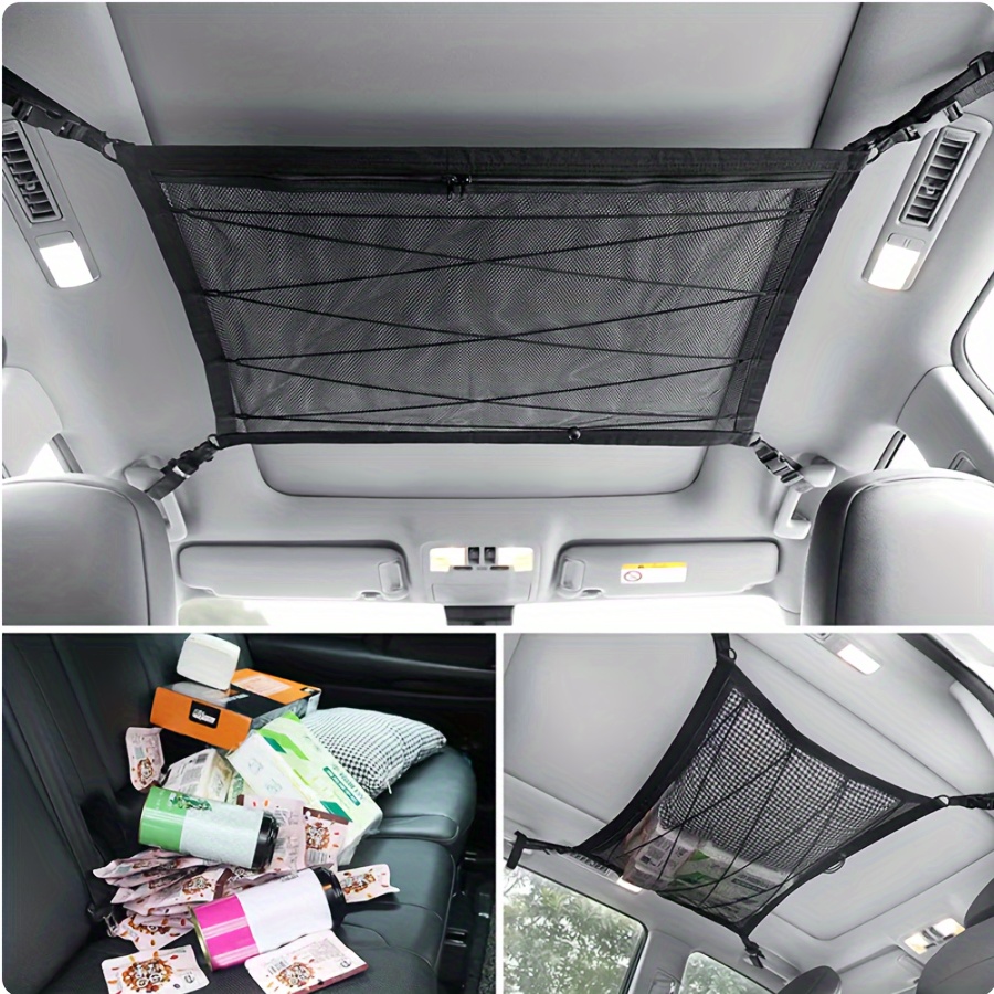 Car Storage Net, Universal Car Roof Bag With Zipper,black Organizer Luggage  Storage Net For Car Suv Ceiling (drawstring Net)