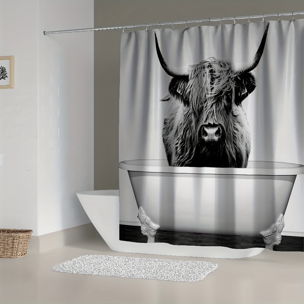 1 pièce Rideau Baignoire Vache En Polyester Waterproof & Isolation