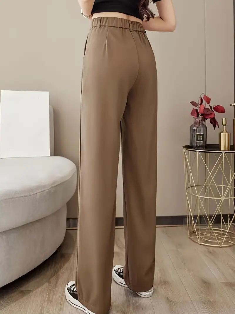 Solid High Waist Draped Long Length Pants Casual Loose - Temu Canada