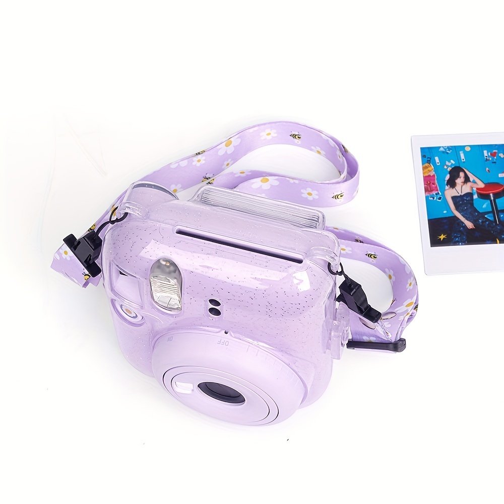 Instant Mini 12 Funda Compatible con Cámara Instax Mini 12/Polaroid Mini 12  - Funda Protectora de Cuero PU con Correa Ajustable para el Hombro - Lila  Púrpura, Moda de Mujer