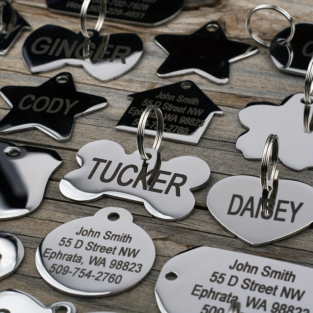 

Engraved Personalized Dog Tags - Anti-lost Pet Name Pendant For Small, Medium, And Large Dogs - Funny Shape Pet Accessories
