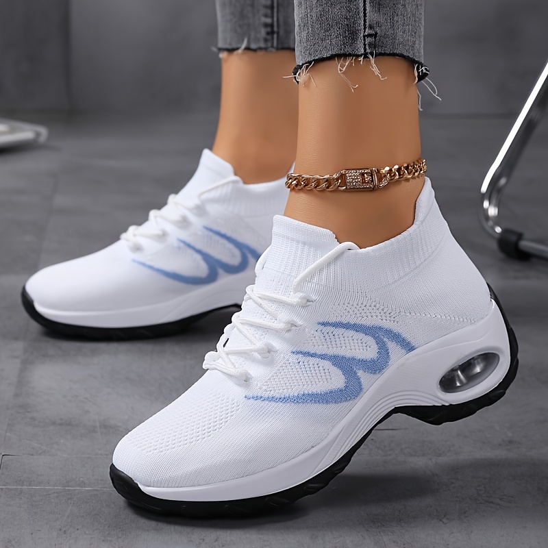 Tenis deportivos para mujer con plataforma antideslizante y amortiguación de aire, ligeros, con malla transpirable y cordones, ideales para correr al aire libre