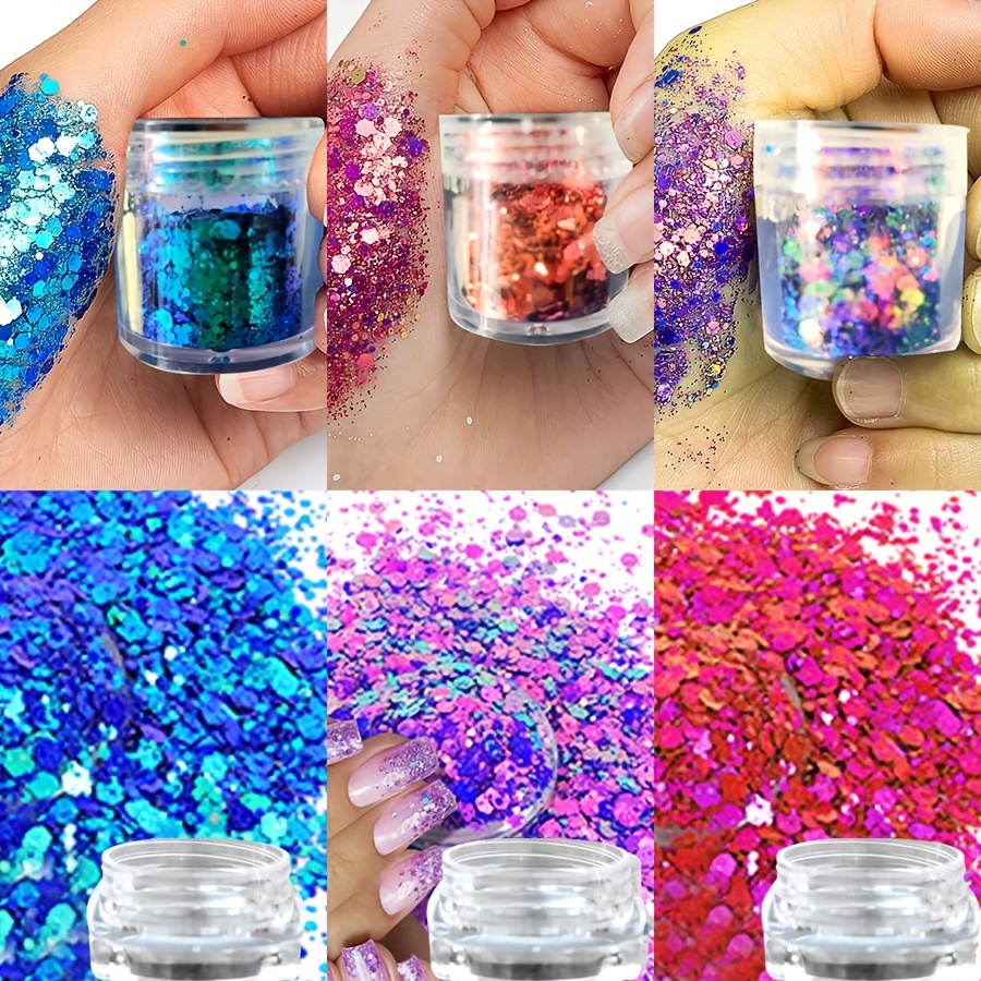 5 Jars Nail Confetti Powder Chameleon Flakes Paillette - Temu