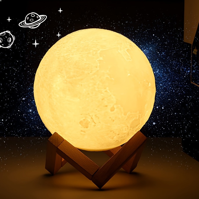 12cm Lampe de Lune avec Télécommande, Ciel Étoilé Lumière Décorative 3D  Moon Art Led Rgb Lampe de Lune, Lumière De Nuit Portable Avec Dimmable, 16