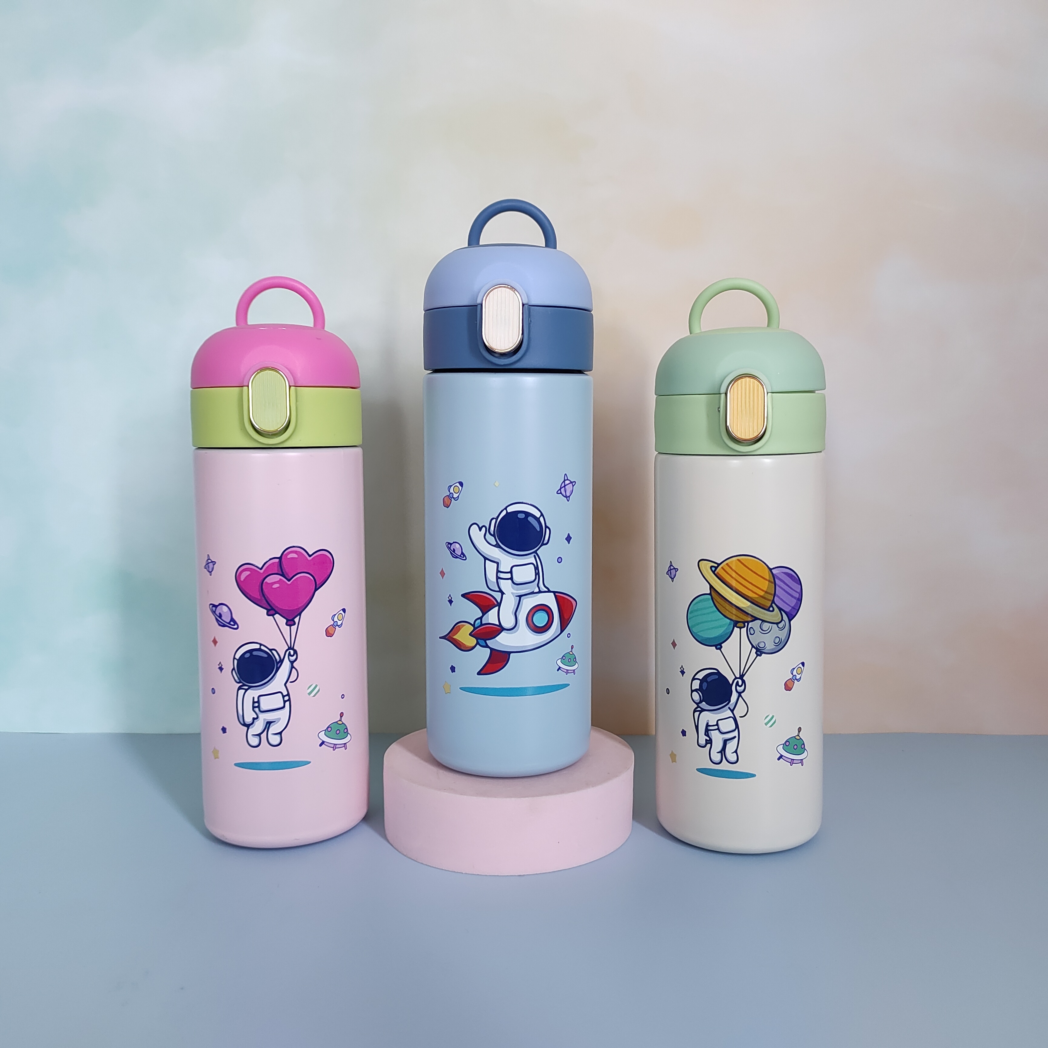 500ml Kids Thermos Mug With Straw Stainless Steel Cartoon Vacuum Flask With  Bag Children Cute Thermal Water Bottle Tumbler