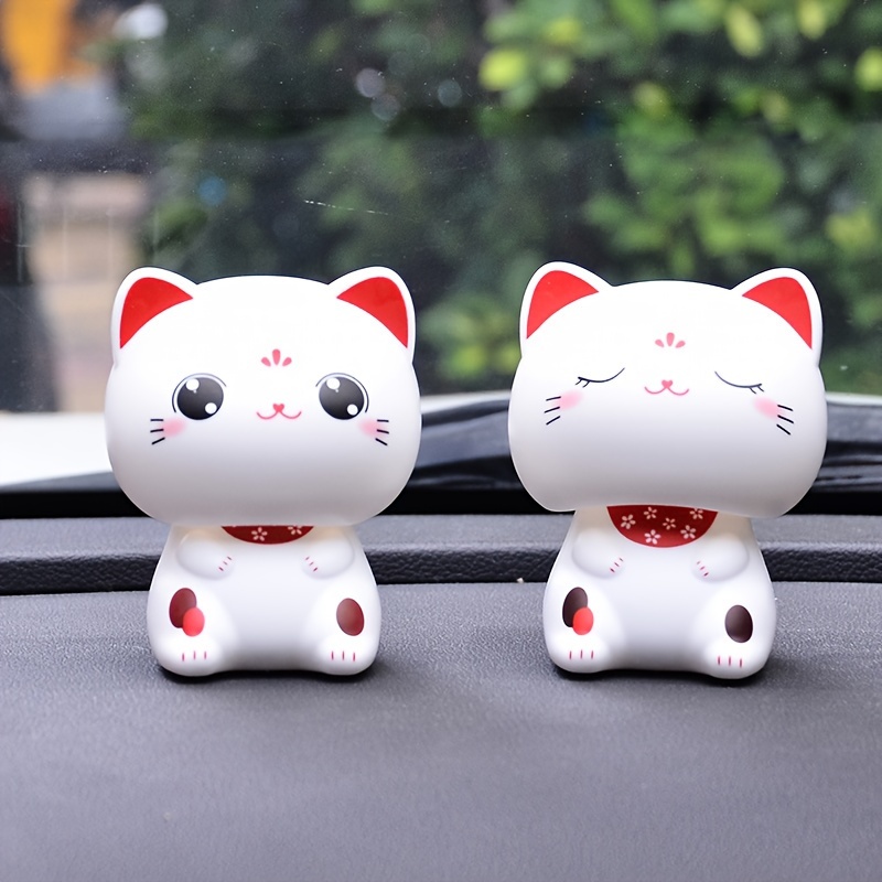 1pc Nicken Katze für Auto Armaturenbrett, Solar Lucky Cat Auto Dekoration  Miniatur Katze Figur Dekoration