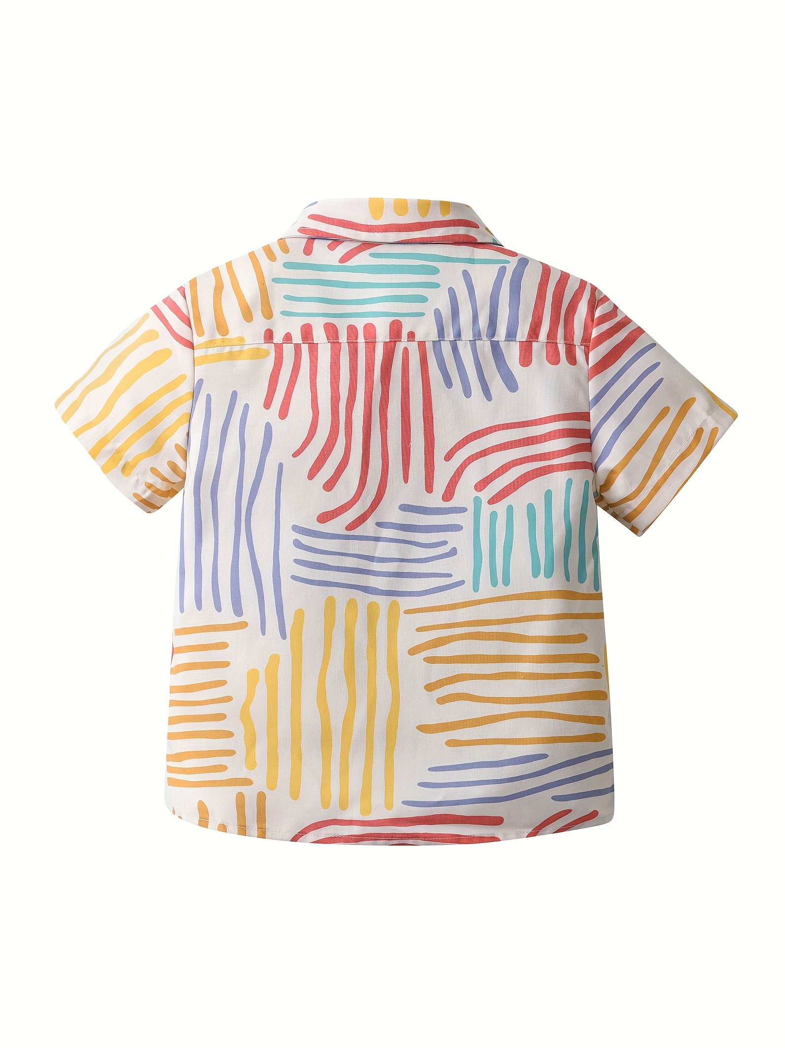 Graffiti Stripe Print Boys Lapel Shirt Summer Casual Top