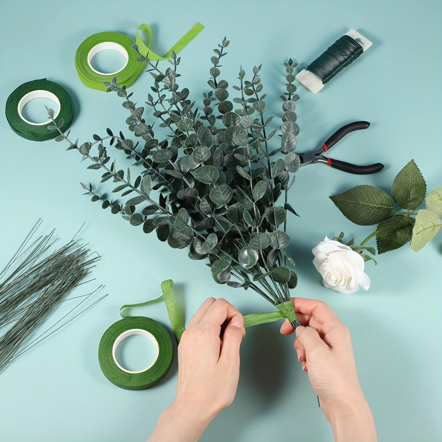 Dark Green Floral Tapes Diy Greenery Handmade Floral - Temu