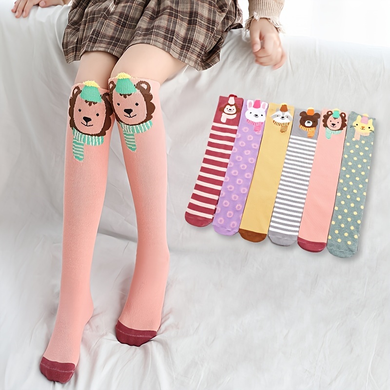 Girl's Bowknot Animal Pattern Knee High Socks