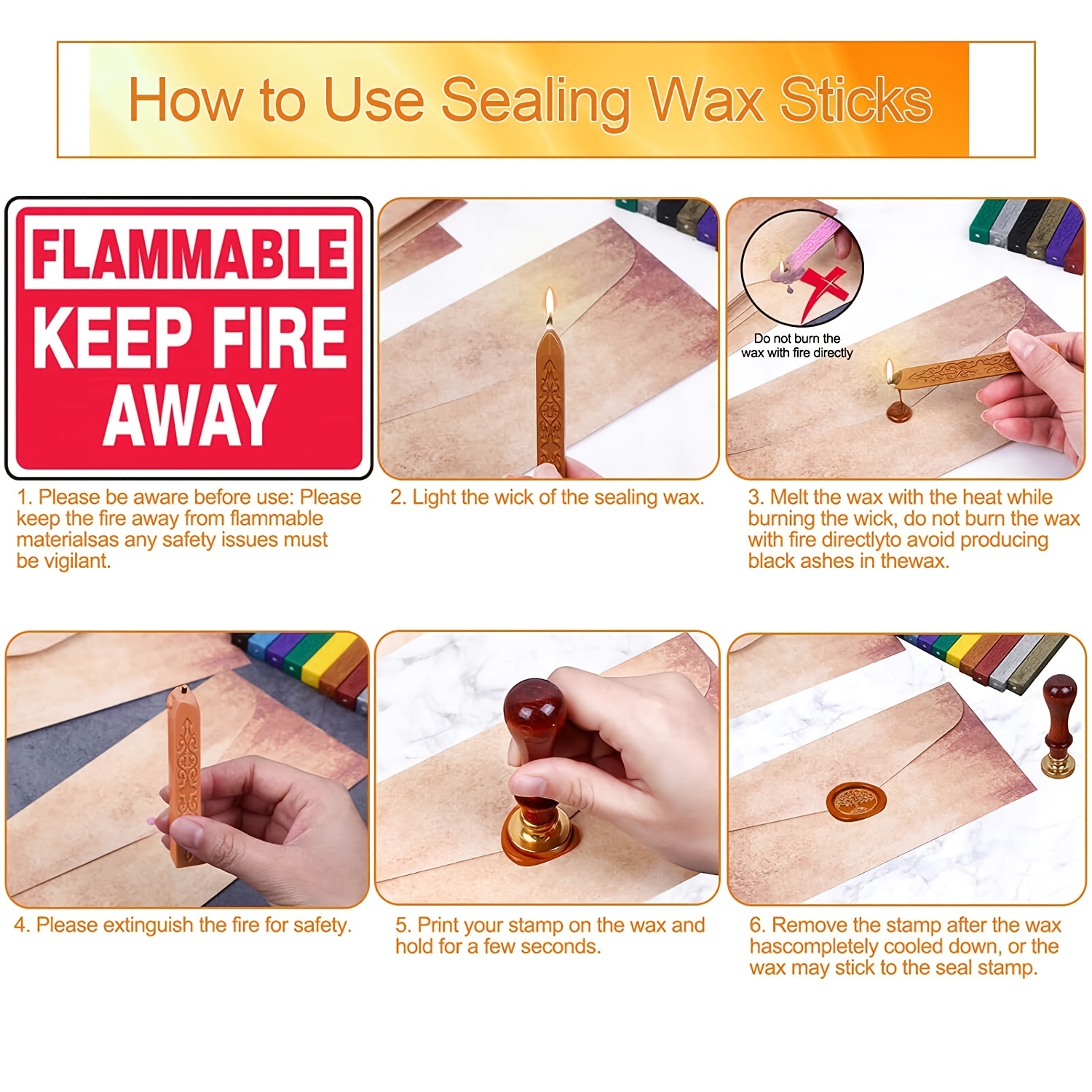 12 Pieces Sealing Wax Sticks With Wicks Antique Fire Manuscript