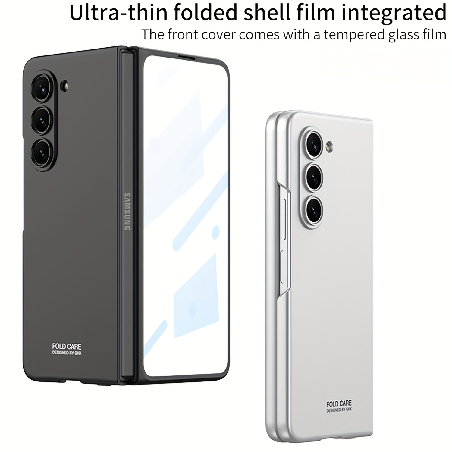Funda para Samsung Z-Fold-5: [Soporte oculto] [Carga inalámbrica] Funda  delgada con protección de bisagra ligera con protector de pantalla - Funda