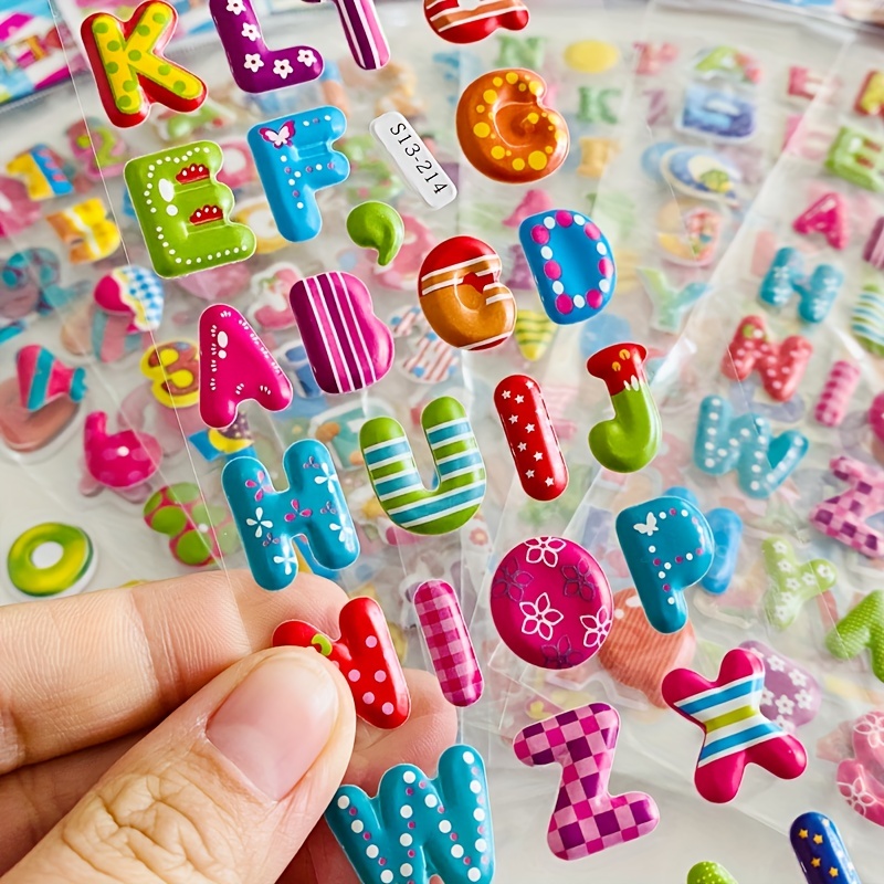 6 Sheets Kids Stickers 3d Puffy Bulk Cartoon English Alphabet Letters  Number Stickers Educational Toys For Girl Boy Gyh - Sticker - AliExpress