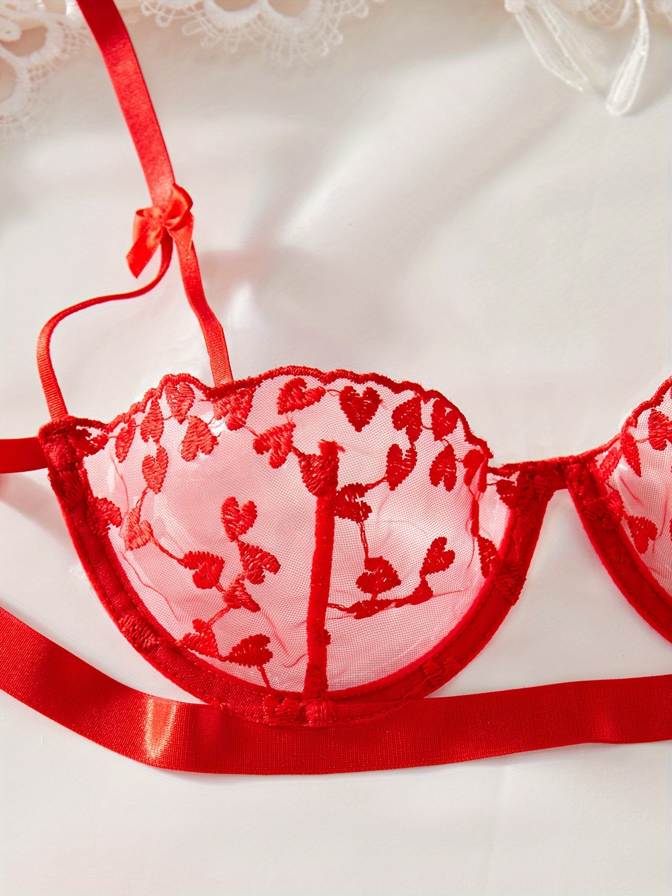 Red Balcony Bras, Red Half Cup Bras